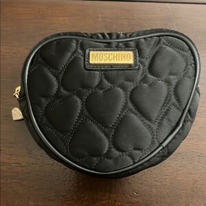 Moschino Black Heart Quilted Pouch
